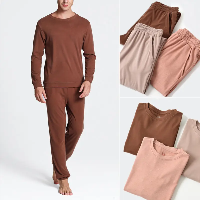 Pyjama en fibre de bambou biologique pour hommes, vêtements de nuit respirants, personnalisés, costume de loisirs à la maison, pyjama pour hommes