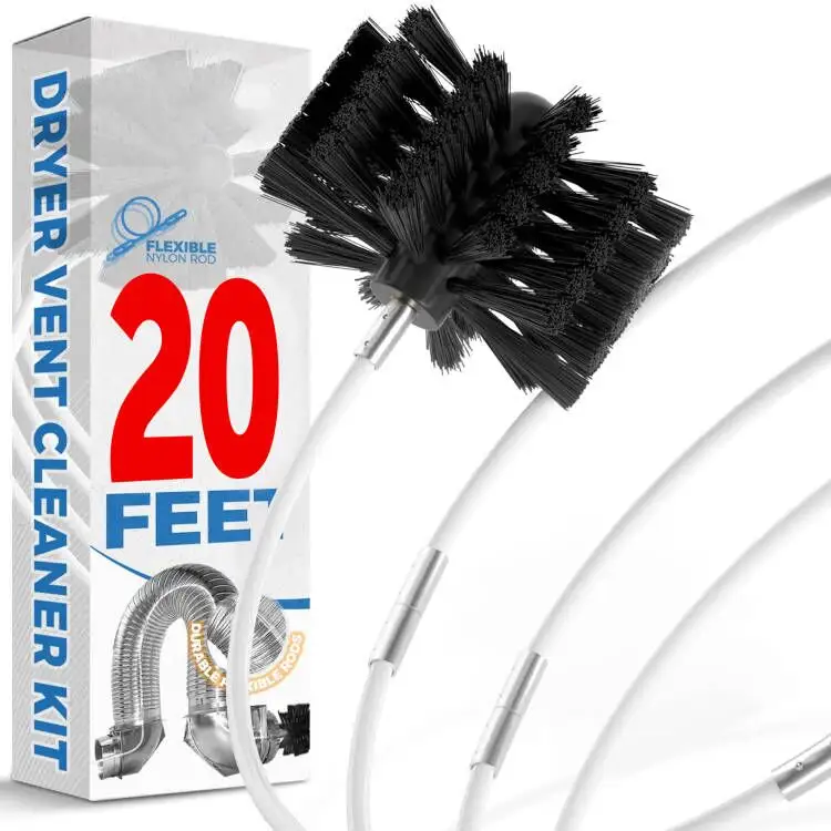 OEM 20 Feet Flexible Dryer Vent Cleaner Kit Chimney Brush with Lint Brush for Home Kitchen Easy Cleaning Synthetic Brush Head