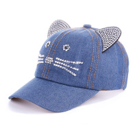 Cara de dibujos animados 5 paneles niños gorra de béisbol orejas de gato coreano sombrero de bebé Primavera Verano bebé niño niña sombrero bordado ajustable