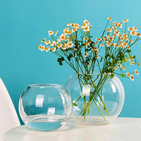 Vase en verre transparent en forme de boule au design classique stocké en gros pour table de mariage hydroponique