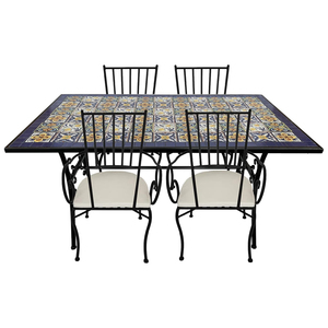 Set Moderno di Tavolo <span class=keywords><strong>Bistrot</strong></span> Pieghevole e 4 Sedie con Design in Ferro e Mosaico per Uso Esterno in Giardino - Product Image 2