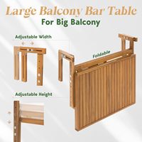 Table suspendue murale réglable Combohome en bois pour balcon, table pliante pour balustrade de balcon