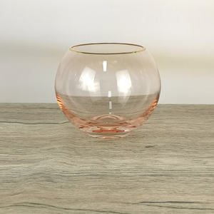 Copas de vino de cristal con borde dorado Vintage de moda, globo sin tallo <span class=keywords><strong>rosa</strong></span>, para regalo de boda - Product Image 3