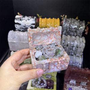 Caja de <span class=keywords><strong>Cristal</strong></span> Hecha a Mano de Estilo Antiguo para Joyas y Bisutería, con Materiales Variados, de la Fábrica Kindfull - Product Image 3