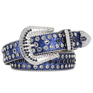 Designer Bb Simon Rivet Strass Sequin Hommes Casual Business <span class=keywords><strong>Ceinture</strong></span> À La Mode Acrylique Diamant Dames Boucle Style <span class=keywords><strong>Ceinture</strong></span> En Cuir - Product Image 3