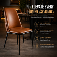 Silla de Comedor Moderna de Lujo para Restaurante, Tapizada en Cuero PU Ergonómico, Patas de Metal, Silla Comercial para Hotel y Banquetes