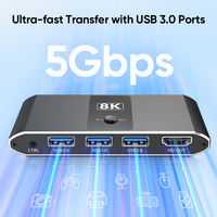 Commutateur KVM 8K 4 ports avec prise USB-A/3.0 pour 4 ordinateurs en stock