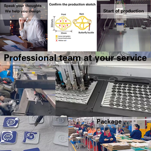 Broches et badges en acier inoxydable personnalisables en usine, logos d'entreprise creux, émail souple, dé<span class=keywords><strong>coupe</strong></span>, gravure, incrustation de diamants - Product Image 6