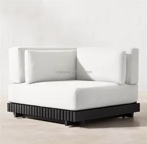 Cast aluminum outdoor furniture parallel slats sofa modular sofa set handcrafted garden corner aluminium sofa