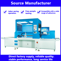 Machine de distribution de colle visuelle en ligne semi-automatique Rinngo pour boîtes rigides, bords en cuir, carton et petites boîtes en carton ondulé