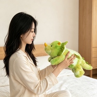 Almohada de Peluche de Triceratops Verde Degradado, Cojín de Dinosaurio Suave y Esponjoso para Sofá, Almohada para Dormir, Regalo para Niños Amantes de los Dinosaurios