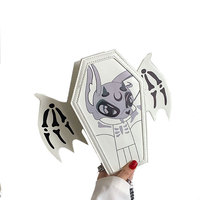 Sac bandoulière fantôme effrayant pour Halloween, style cercueil, avec chaîne, motif ailes de chauve-souris et épices cool