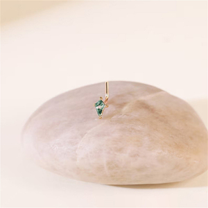 Anillo de Nariz de Plata de Ley 925 con Forma de Cometa y Ágata Musgosa para la Nariz o el Septum - Product Image 2