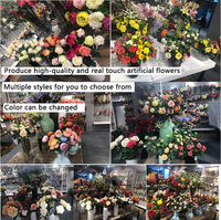 Fleurs Artificielles Effet Naturel Roses Camélia Rouges à Longue Tige, Roses en Soie pour Bouquet de Mariée DIY, Décoration de Mariage et Maison, Fleurs Synthétiques