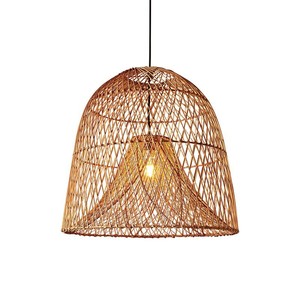 Lustre rustique en rotin, luminaire suspendu rond à LED E27 pour restaurant, salon de thé, hôtel, café, comptoir, bar - Product Image 5