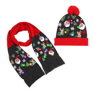 Vente en gros de l'usine <span class=keywords><strong>Bonnet</strong></span> lumineux à LED <span class=keywords><strong>Bonnet</strong></span> en tricot LED coloré Echarpe <span class=keywords><strong>bonnet</strong></span> de Noël Noël - Product Image 3