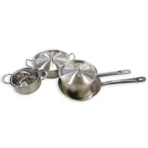 Set Alat Makan Stainless Steel, Set Panci dan Panci Memasak Bawah Sandwich, Peralatan Masak Wajan