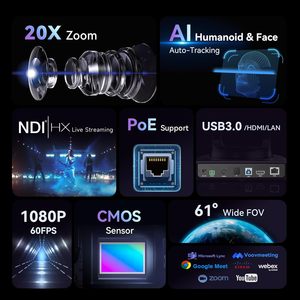 Ndi PTZ máy ảnh và bộ điều khiển 3pcs vhd20h 20x Zoom PTZ hội nghị máy ảnh với USB HDMI LAN PoE + kb300pro phím điều khiển Điều khiển - Product Image 3