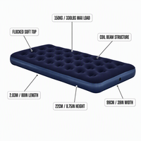 Lit d'air gonflable portable Bestway 671MC en PVC floqué, pour intérieur, extérieur, camping en voiture, lit de couchage gonflable