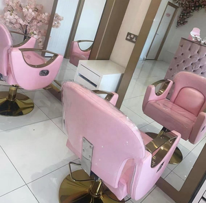 Chaise de Salon Rose en Promotion, Chaise de Coiffure Exécutive et Miroir, Chaise de Salon Inclinable Rose à Vendre LC292 - Product Image 4