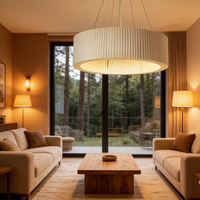 Suspension LED industrielle ronde noire en ABS+PVC, température de couleur 3000K-6000K, pour salon/hôtel