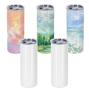 Gobelet isotherme réutilisable en acier inoxydable de 20 oz avec bord plat pour sublimation, incluant pailles et couvercles - Product Image 1