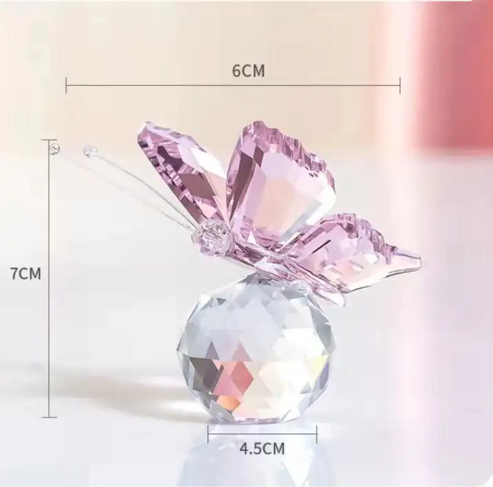 WZ fábrica barato al por mayor K9 cristal mariposa charme DIY personalizado rosa y púrpura cristal mariposa adornos para regalos de boda