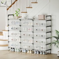 Étagère à chaussures spacieuse en métal à 3 rangées et 6 niveaux pouvant contenir de 35 à 42 paires, idéale pour le rangement de l'entrée et de la chambre à coucher.