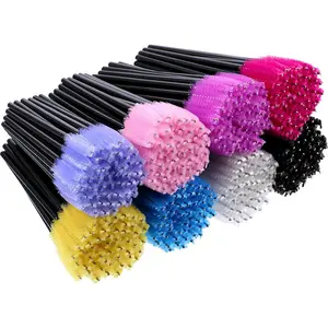 Disposable crystal handle eyelash brush eyelash extension cleaning brush spoolies lash mascara wand for lash extension