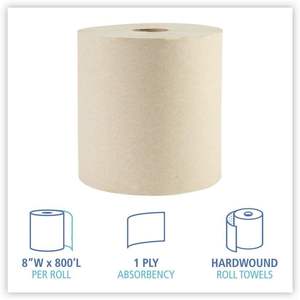 Boardwalk WPBWK32GREEN 8 pulgadas. Toallas de Mano Xtra Roll Verdes de 1 Capa, 800 Ft. x 800 Ft., Naturales (6/Caja) - Product Image 4