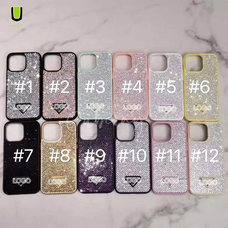 Strass Couverture Arrière Brillant Diamant Bling Téléphone Portable Cas Coloré De Luxe Pour Samsung s23 s24 Ultra pour iPhone 15 Pro Max Cas