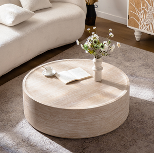 Mesa de Centro Redonda de Madera con Patrón de Marte, Diseño Decorativo Moderno para Sala de Estar, Mueble Móvil para el Hogar - Product Image 1