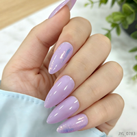 Faux ongles en ABS press-on, pré-dessinés, couleur opale lavande, forme amande moyenne, pour doigts, vente en gros sur mesure
