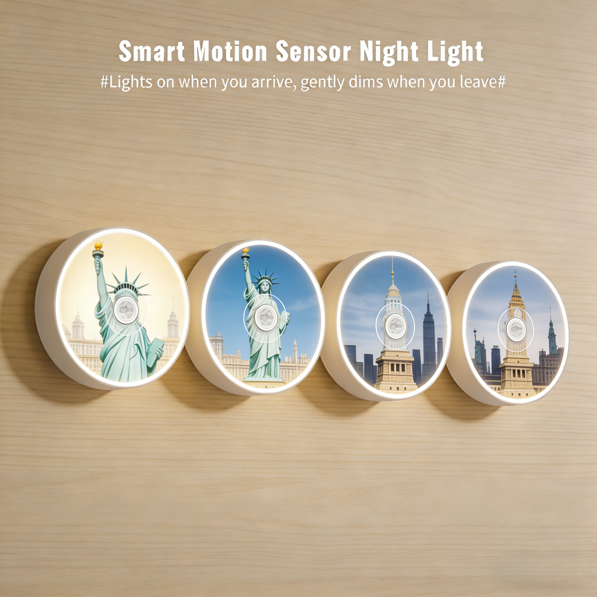 Customized Mini Motion Sensor LED Night Light USB Rechargeable Home Bedroom Cabinet & Wireless Closet Light