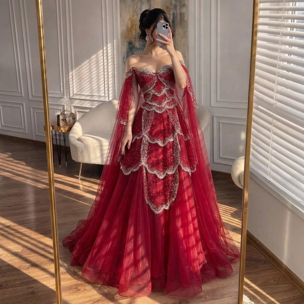 chinese dress ladies LTP1029,Luxury red sequin prom dresses,sexy mermaid side slit evening –  Laylatailor Shop main image 0