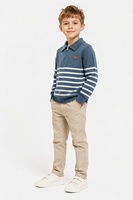 Pull-over personnalisé OEM & ODM pour enfants, en tricot côtelé, à manches longues, col polo, style preppy, confortable, automne-hiver, viscose, tricot pour enfants, basique