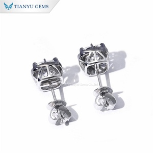 Tianyu Gems 18k White Gold and <b>Black</b> Gold Cushion Oec Moissanite 6*6mm 1ct <b>Stud</b> <b>Earrings</b> for Women Daily Wear - Product Image 3