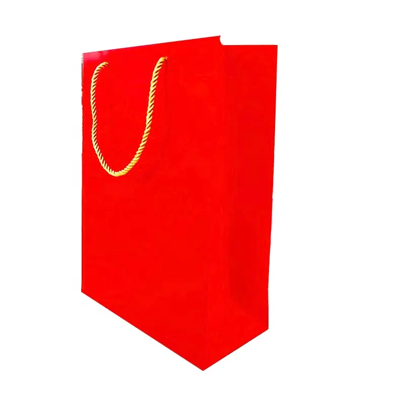 Saco de presente de papel vermelho para embalagem Premium Saco de presente de Natal ou feriado elegante e elegante