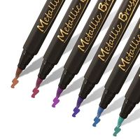 Ensemble de 12 stylos marqueurs métalliques, promotionnels, multicolores, à double pointe, permanents, pour tissu