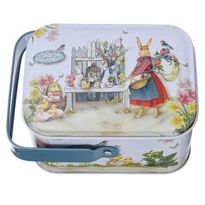 Caja Metálica Cuadrada para Regalos de Pascua 2023, con Dulces y Galletas, Diseño de Conejito - Product Image 4