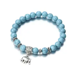 Braccialetto con ciondolo in lega di perline naturali blu personalizzato per le donne braccialetto di gioielli con diamanti e pietre di perle