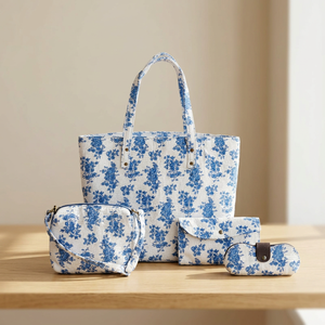 Custom Floral Print Cotton Zipper Tote <b>Bag</b> Two Straps Large Capacity Foldable Shoulder Vintage <b>Bucket</b> <b>Women</b> Travel Daily Nylon - Product Image 6