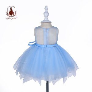 Nuovo modello blu elegante strato del vestito del capretto di modo delle ragazze del cotone ruffle abiti da 1 anno - Product Image 3
