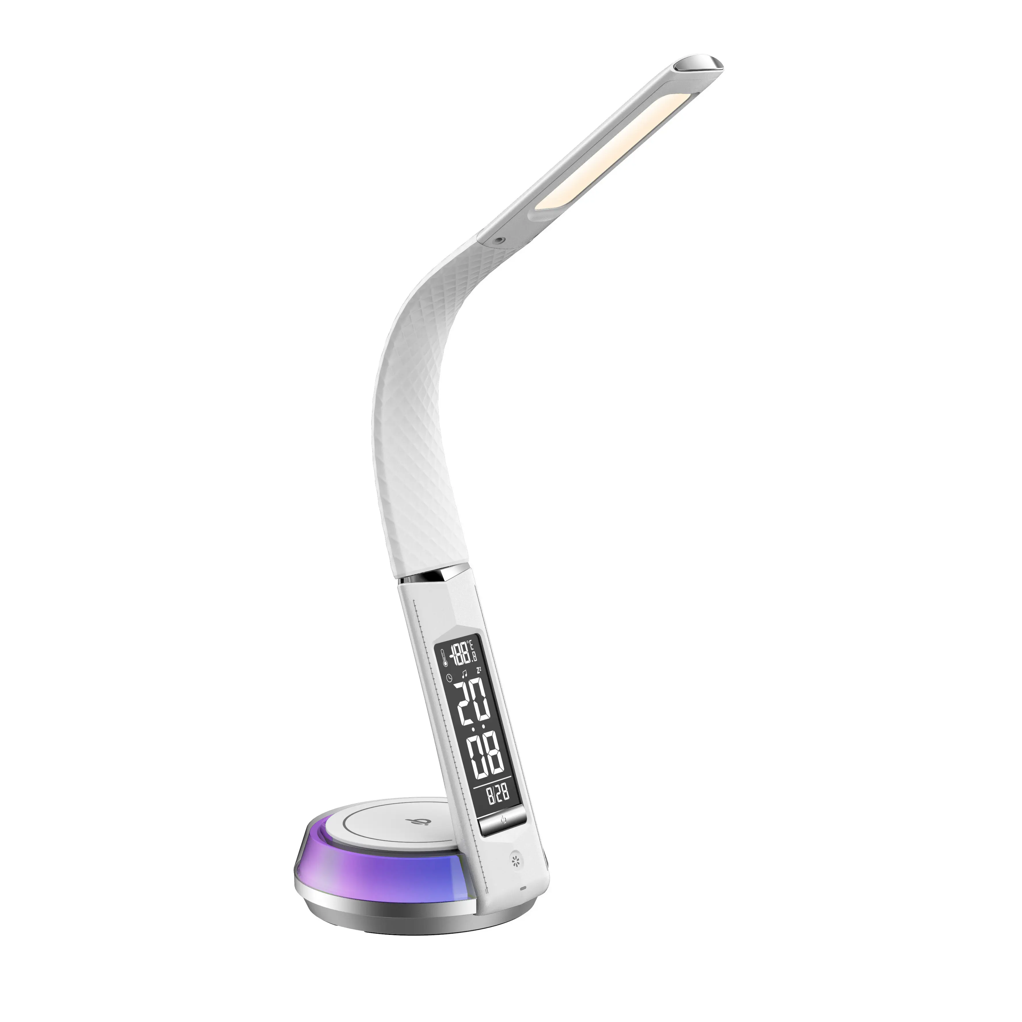 new arrival universal wireless charger lamp flexible reading desk lamp with RGB light and calendar