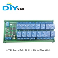 DC12V 16 canales RS485 Modbus RTU módulo de relé interruptor de Control remoto PLC Placa de expansión para Motor LED PTZ Cámara Smart Home