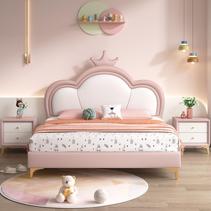 Cama <span class=keywords><strong>Infantil</strong></span> Tipo Mezzanine, Cama Doble para Niños, Cama Litera de Madera Maciza de Dos Pisos, Cama <span class=keywords><strong>Infantil</strong></span> Tipo Princesa - Product Image 1