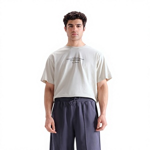 Camiseta de Algodón para Hombre, Manga Corta, Cuello Redondo, Oversize, Ecológica, 220g, Tejido Jersey Transpirable, Logotipo Frontal, Ropa Casual con Letras - Product Image 1