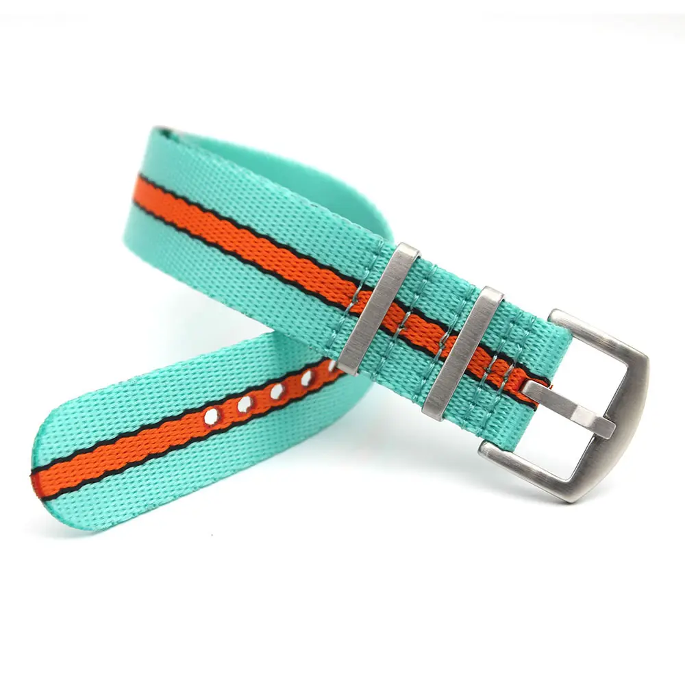 Yunse Breathable Gulf Color Nylon Watch Band 20mm 22mm Doule pass One PIece Watch Straps Seatbelt