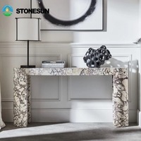 Table console ou table basse en marbre Calacatta Viola StoneSun, meubles en pierre murale, meubles en marbre intemporels pour les maisons