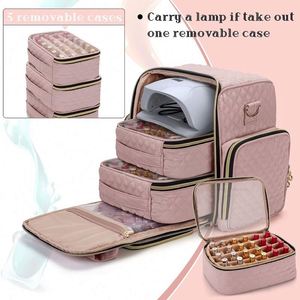 Échantillon Gratuit : Organisateur de Vernis à Ongles pour 72 Flacons, Étui à Vernis à Ongles avec 3 Sacs Amovibles et Pochettes de Rangement pour Outils, Rose Pâle - Product Image 3